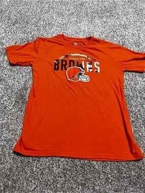 NFL Cleveland Browns Youth Large 14/16 Orange Graphic T-Shirt Double Sided